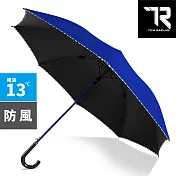 【TDN】超大傘面黑膠公爵冷酷傘 防雷自動直立傘晴雨傘(防風抗UV自動直傘A7594) 英國藍