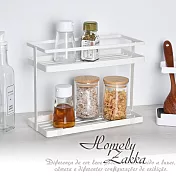 【Homely Zakka】日式簡約鐵藝多功能雙層置物架 (2色任選) 白色