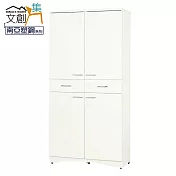 【文創集】奈米 環保3尺南亞塑鋼四門二抽高鞋櫃 時尚白