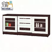 【文創集】麥卡 環保6.3尺南亞塑鋼推門三抽餐櫃/收納櫃 時尚雙色