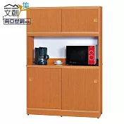 【文創集】泰亞 環保4.1尺南亞塑鋼推門高餐櫃/收納櫃組合 時尚木紋