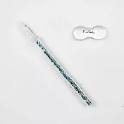 皮爾卡登  Pierre Cardin DUO DIP 閃亮玻璃筆+筆擱 -藍綠