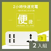 CS22 旅行便攜式4USB+1插多口快充充電插線(美規)-2入
