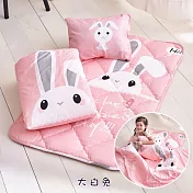 DF 童趣館-台灣製MIT吸濕排汗兒童睡袋三件組-多色可選 大白兔