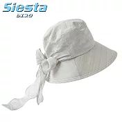 日本製造製Siesta後簾大蝴蝶結造型淑女帽抗UV紫外線防曬遮陽帽130881 亞麻即白色
