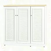 【文創集】南亞塑鋼 雪菲多彩4尺三開門百葉中高鞋櫃(八色可選) 米黃雙色