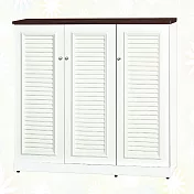 【文創集】南亞塑鋼 雪菲多彩4尺三開門百葉中高鞋櫃(八色可選) 胡桃白雙色