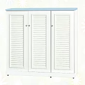 【文創集】南亞塑鋼 雪菲多彩4尺三開門百葉中高鞋櫃(八色可選) 淺藍雙色