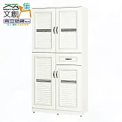 【文創集】南亞塑鋼 康特多彩3尺四開門單抽百葉高鞋櫃(二色可選) 時尚白