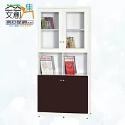 【文創集】南亞塑鋼 范特多彩3.1尺四開門中空高書櫃(六色可選) 胡桃白雙色