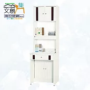 【文創集】南亞塑鋼 范特多彩2尺開門&捲門雙抽高書桌/電腦桌組合(六色可選) 胡桃白雙色