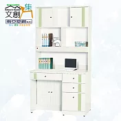 【文創集】南亞塑鋼 范特多彩3.3尺開門&捲門四抽高書桌/電腦桌組合(六色可選) 淺綠雙色