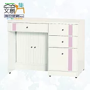 【文創集】南亞塑鋼 范特多彩3.3尺四抽下捲門櫃書桌/電腦桌(六色可選) 粉紅雙色