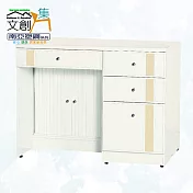 【文創集】南亞塑鋼 范特多彩3.3尺四抽下捲門櫃書桌/電腦桌(六色可選) 米黃雙色