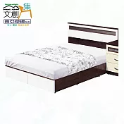 【文創集】南亞塑鋼 卡特多彩5尺雙人二抽床台組合(二色可選+床頭片+二抽床底+不含床墊) 胡桃白雙色