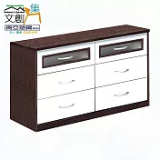 【文創集】南亞塑鋼 桑尼多彩4.3尺六抽塑鋼斗櫃(二色可選) 胡桃白雙色