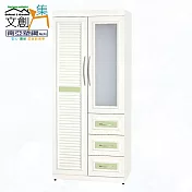 【文創集】南亞塑鋼 桑卡多彩百葉3尺雙開門三抽屜高塑鋼衣櫃(七色可選) 淺綠雙色