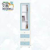 【文創集】南亞塑鋼 雪菲多彩百葉1.4尺單開門四抽屜高塑鋼書櫃(五色可選) 淺藍雙色
