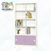 【文創集】南亞塑鋼 桑尼多彩3尺雙推門&玻璃推門高書櫃(七色可選) 淺紫雙色