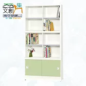 【文創集】南亞塑鋼 桑尼多彩3尺雙推門&玻璃推門高書櫃(七色可選) 淺綠雙色