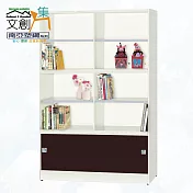 【文創集】南亞塑鋼 桑尼多彩3.9尺雙推門&玻璃推門高書櫃(七色可選) 胡桃白雙色