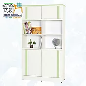 【文創集】南亞塑鋼 康特多彩3.1尺上下雙層四推門中空高塑鋼書櫃(六色可選) 淺綠雙色