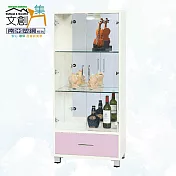 【文創集】南亞塑鋼 桑尼多彩2.1尺雙開門單抽屜高塑鋼展示櫃(六色可選) 粉紅雙色