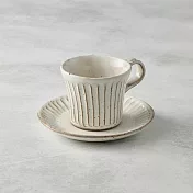 有種創意 - 日本美濃燒 - 粉引雕紋杯碟組(2件式)