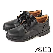 【Pretty】女 學生鞋 皮鞋 標準型 素面 綁帶 台灣製 JP23 黑色