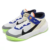 Nike 籃球鞋 Team Hustle D 10 Flyease GS 大童鞋 女鞋 白 藍 魔鬼氈 FB1395-101 23.5cm WHITE/BLACK