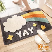 【iSFun】彩虹白雲*加厚吸水絨毛腳踏浴室地墊40x60cm