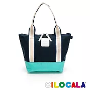 CILOCALA 亮彩尼龍防潑水托特包 (中) 深藍