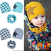 【iSFun】美式星星＊四季嬰兒脖圍棉帽3件組 天藍
