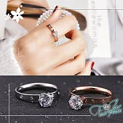 【伊飾童話】一克拉單鑽*鈦鋼玫瑰金戒 10號