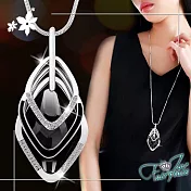 【伊飾童話】切割菱形＊三層銀灰水晶長鍊