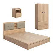 IDEA-MIT寢室傢俱雙人五尺四件組 暖棕原木