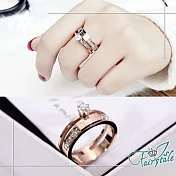 【伊飾童話】閃耀密碼＊雙層鈦鋼碎鑽戒指  9號