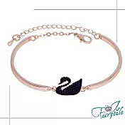 【伊飾童話】黑晶天鵝*典雅玫瑰金手環鍊