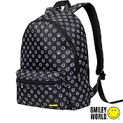 SMILEY WORLD ~ 時尚印花大容量後揹包/單肩包(黑) 黑