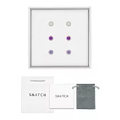 [採用施華洛世奇水晶珍珠] Snatch X MINIMENT迷你們 迷你幸運水晶鋼耳環6入禮盒組 - 銀色組合六