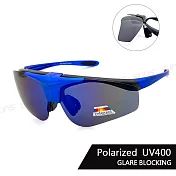 【SUNS】上翻式偏光墨鏡 輕量運動Polarized墨鏡 男女適用 防眩光 抗UV400 S251 藍框藍水銀