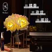 【愛莯】6朵玫瑰花LED夜燈螺旋玻璃花瓶系列(附贈USB充電插頭) 5朵象牙白玫瑰花＋1朵維多利亞