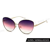 【SUNS】歐美漸層仙境鑲鑽墨鏡 修臉神氣 檢驗合格 抗UV400 金框上紫下紅