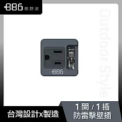 +886 [極野家] 1開1壁插/防雷擊 迷霧灰