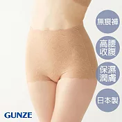 【日本GUNZE】雙重保水潤膚無痕高腰內褲(KB1662-CMB) M 膚色