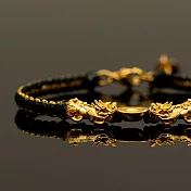 【金品坊】黃金雙貔貅元寶綁繩手鍊 0.14錢±0.03 黑金15.5cm