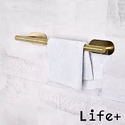 Life+ 不鏽鋼3M拉絲單桿毛巾架/免打孔毛巾桿 40cm 2色任選 奢華金
