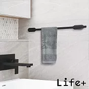 Life+ 不鏽鋼3M拉絲單桿毛巾架/免打孔毛巾桿 60cm 2色任選 消光黑