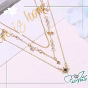 【伊飾童話】第一顆星＊幾何鑲鑽三層鎖骨項鍊  金