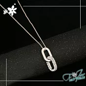 【伊飾童話】浪漫情鎖＊銅電鍍白金簡約水鑽項鍊